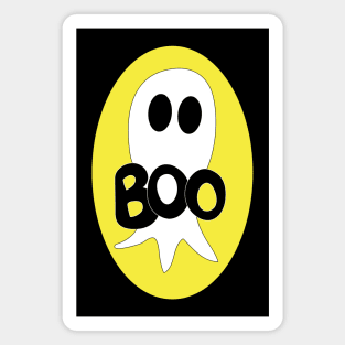 Cute Halloween ghost cartoon with BOO text Magnet